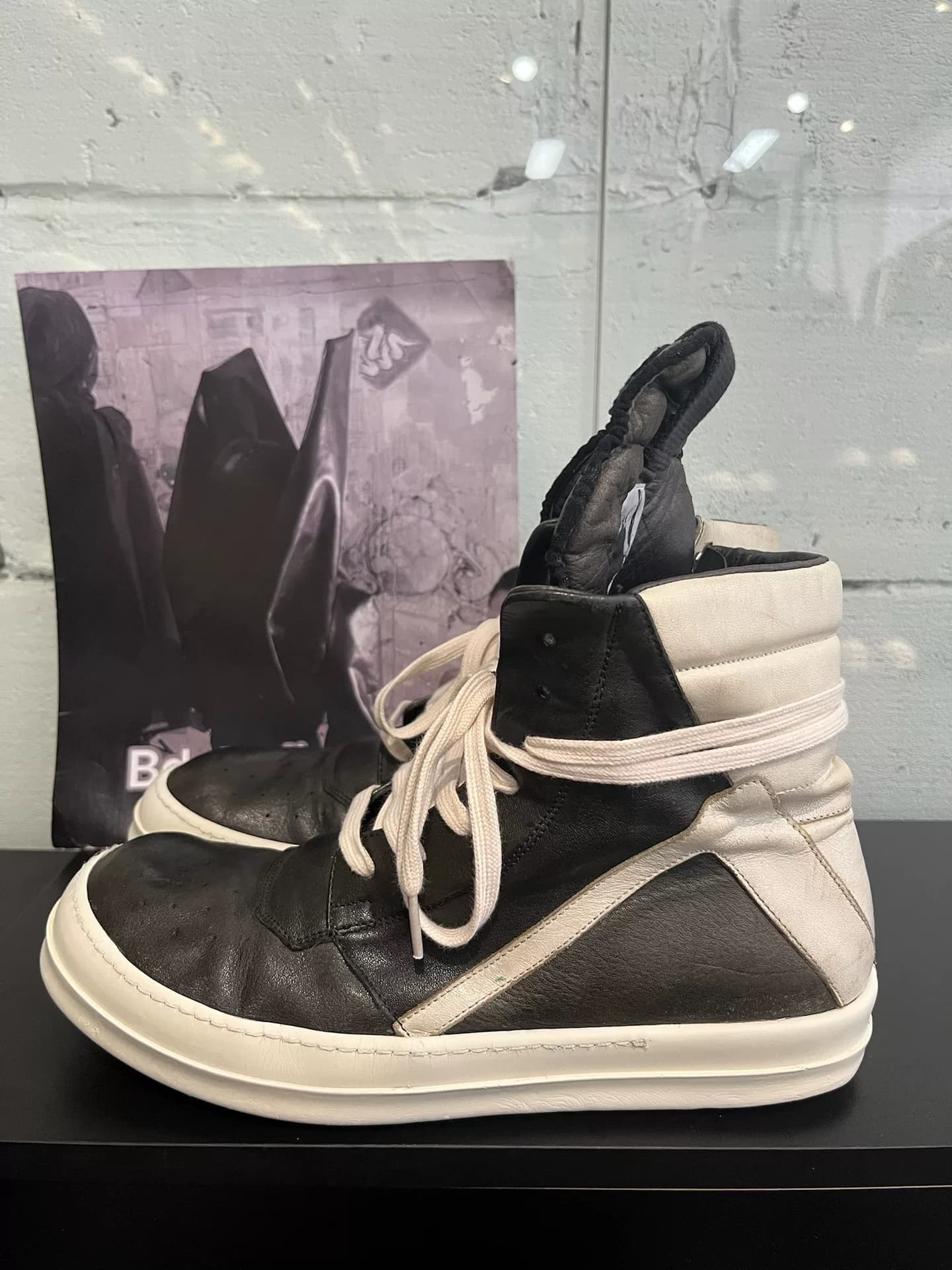 Туфли RickOwens roe inverted triangle из черной воловьей кожи с высоким берцем в виде перевернутого треугольника