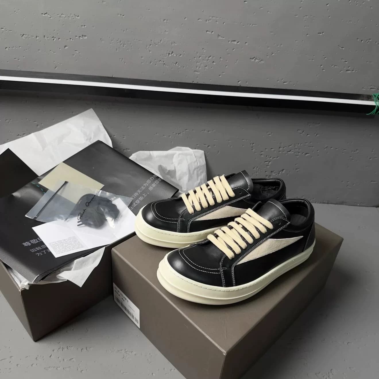 Foshan a+ версия Rick Owens RO черная оригинальная кожаная пустая