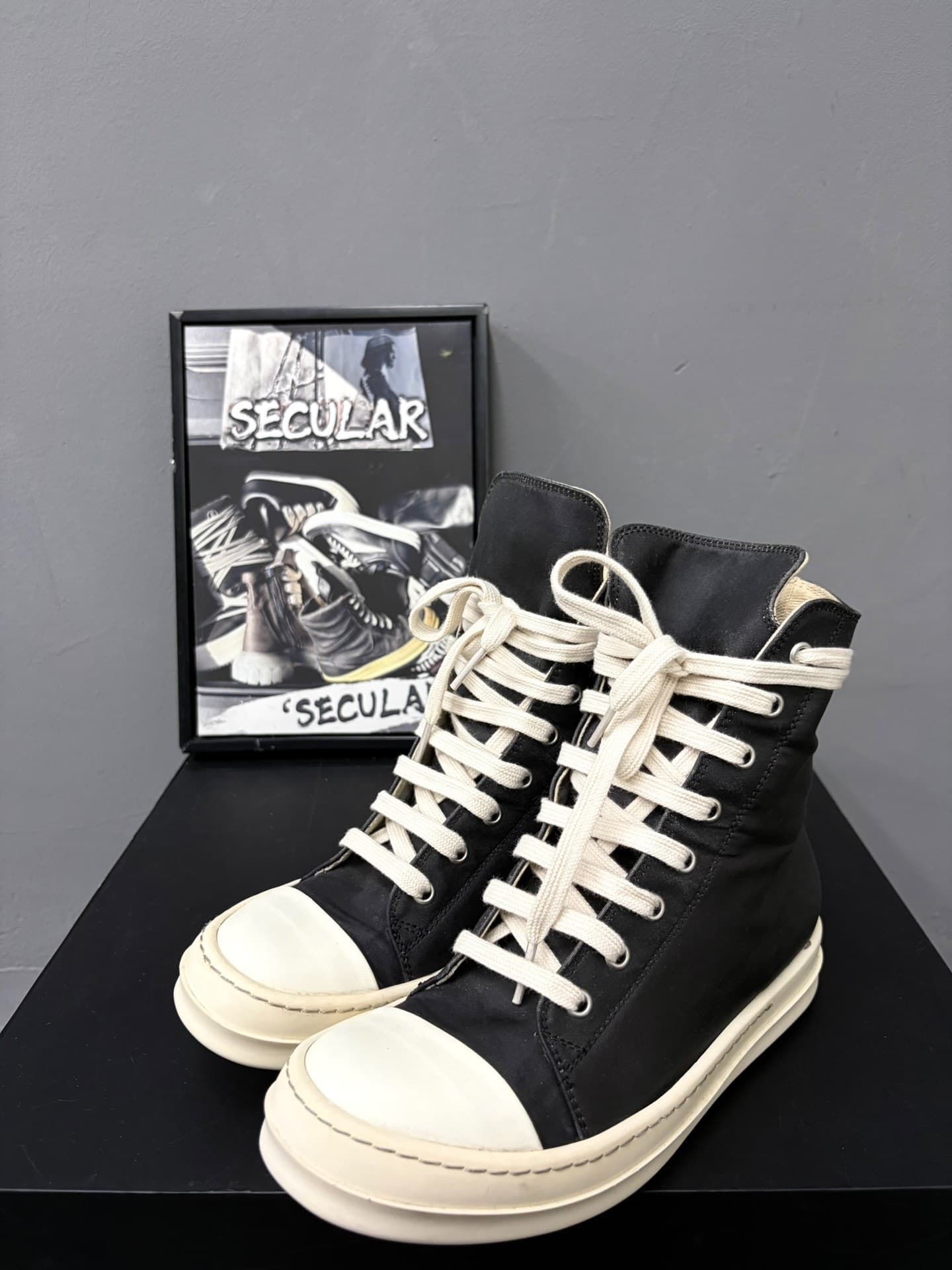 Высокие кроссовки converse большого размера RickOwens ro с черно-белой восковой поверхностью в два ряда 36,5