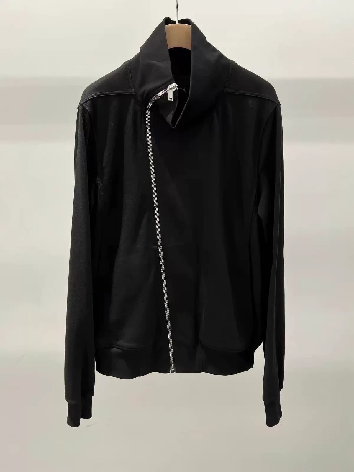Отличайте рынок от других!Мужская черная куртка Rick Owens Bauhaus Jogger ro main line 24ss с диагональной молнией и воротником-стойкой, мужская и же…