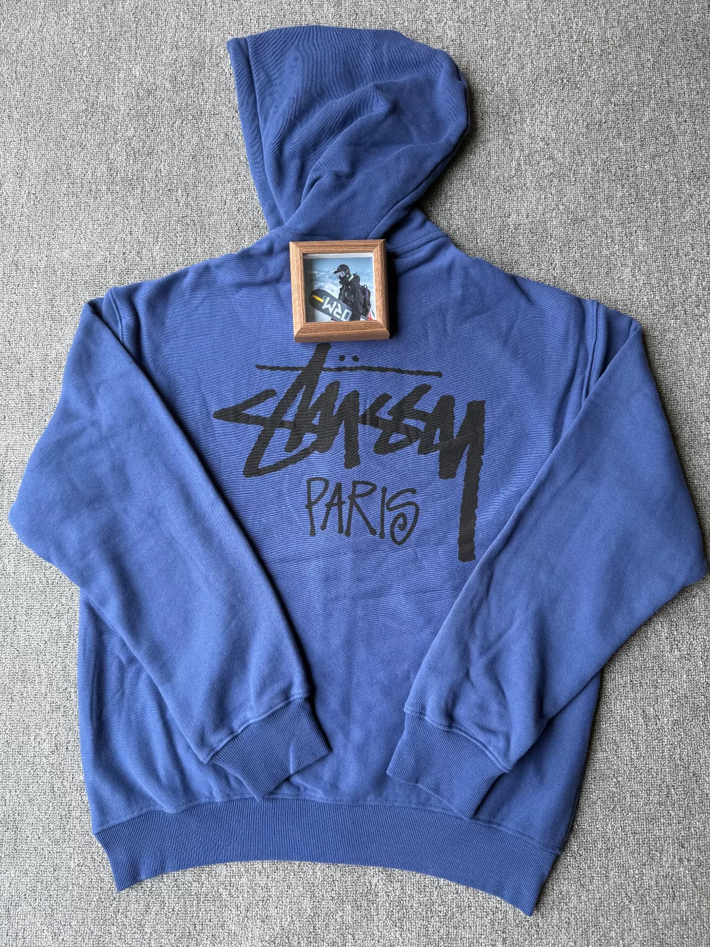 Новое место на молнии】Stussy Paris ограниченный буквенный принт капюшон молнии случайный свитер