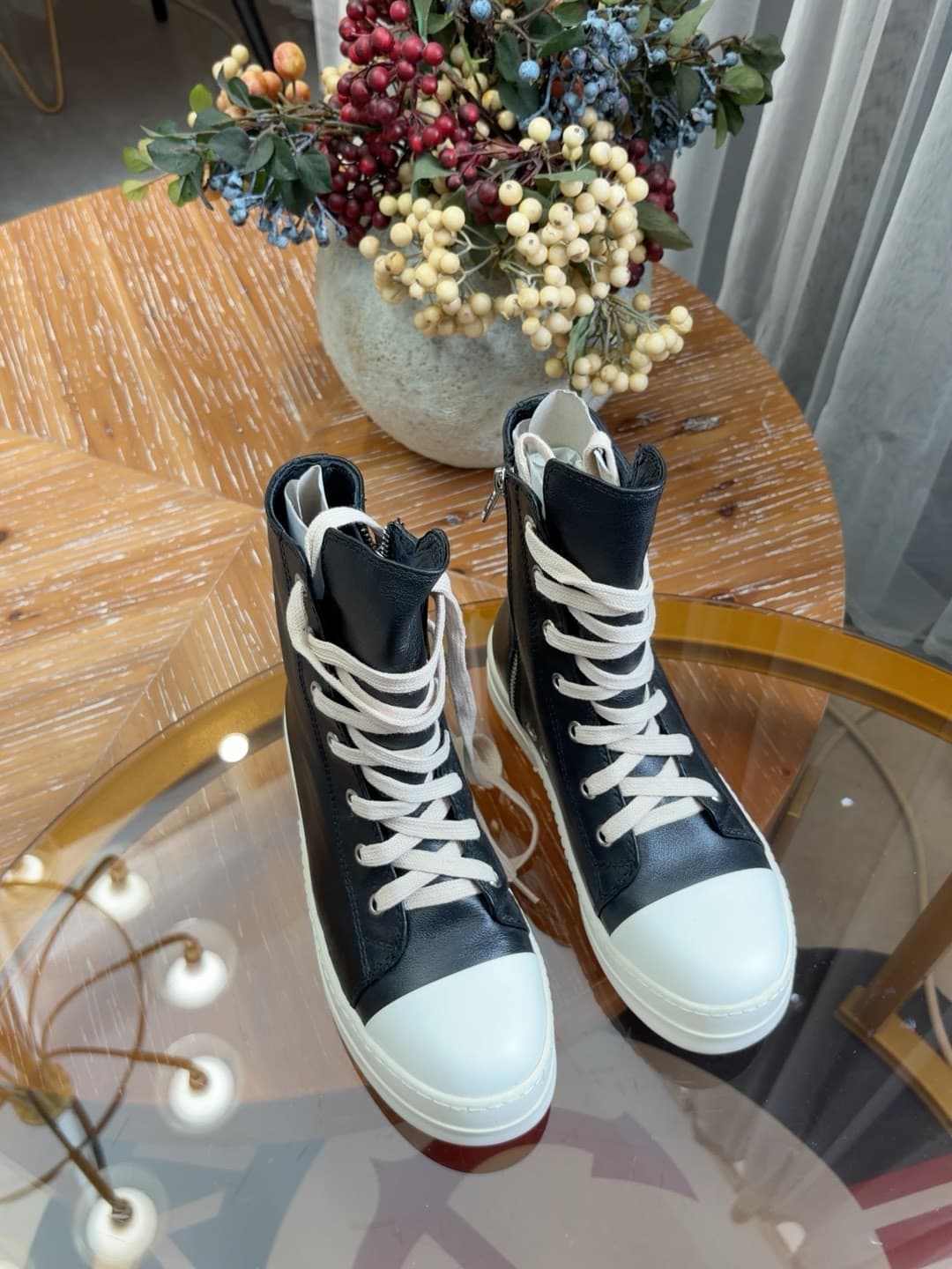 Высокие кроссовки RICK OWENS из черно-белой кожи в стиле пэчворк, размер 37, 39.Италия