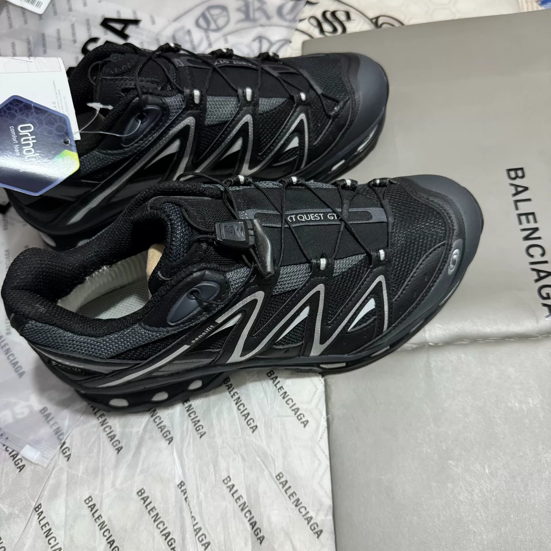 SalomonX-Quest GTX в черно-серебристой цветовой гамме, размер 42, одинаковый стиль для мужчин и женщин, для дома