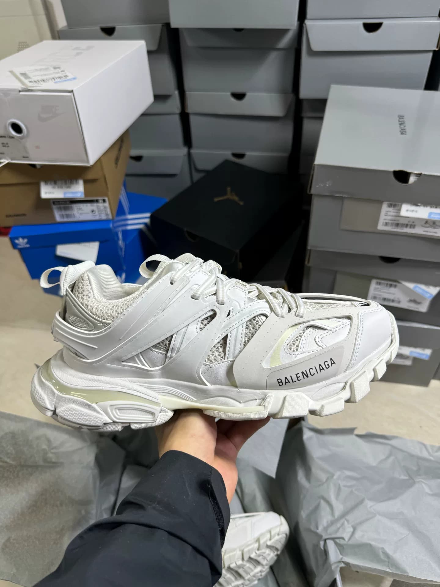 Кроссовки Balenciaga track 3.0 белые, обычный размер, полный размер, детали на месте