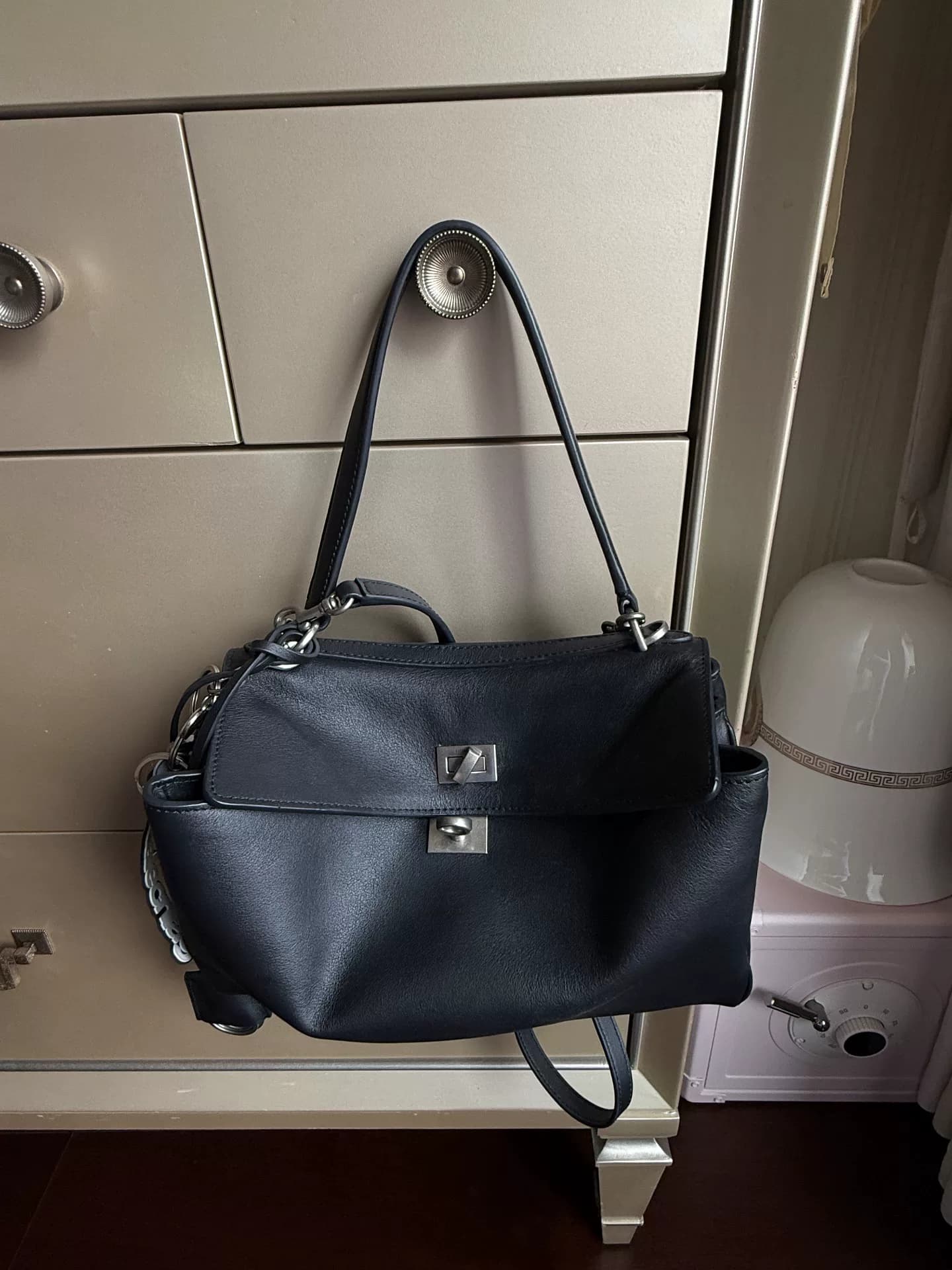 Новый Balenciaga Balenciaga Rodeo Черно-серебристый Мини в стиле ретро с потертостями