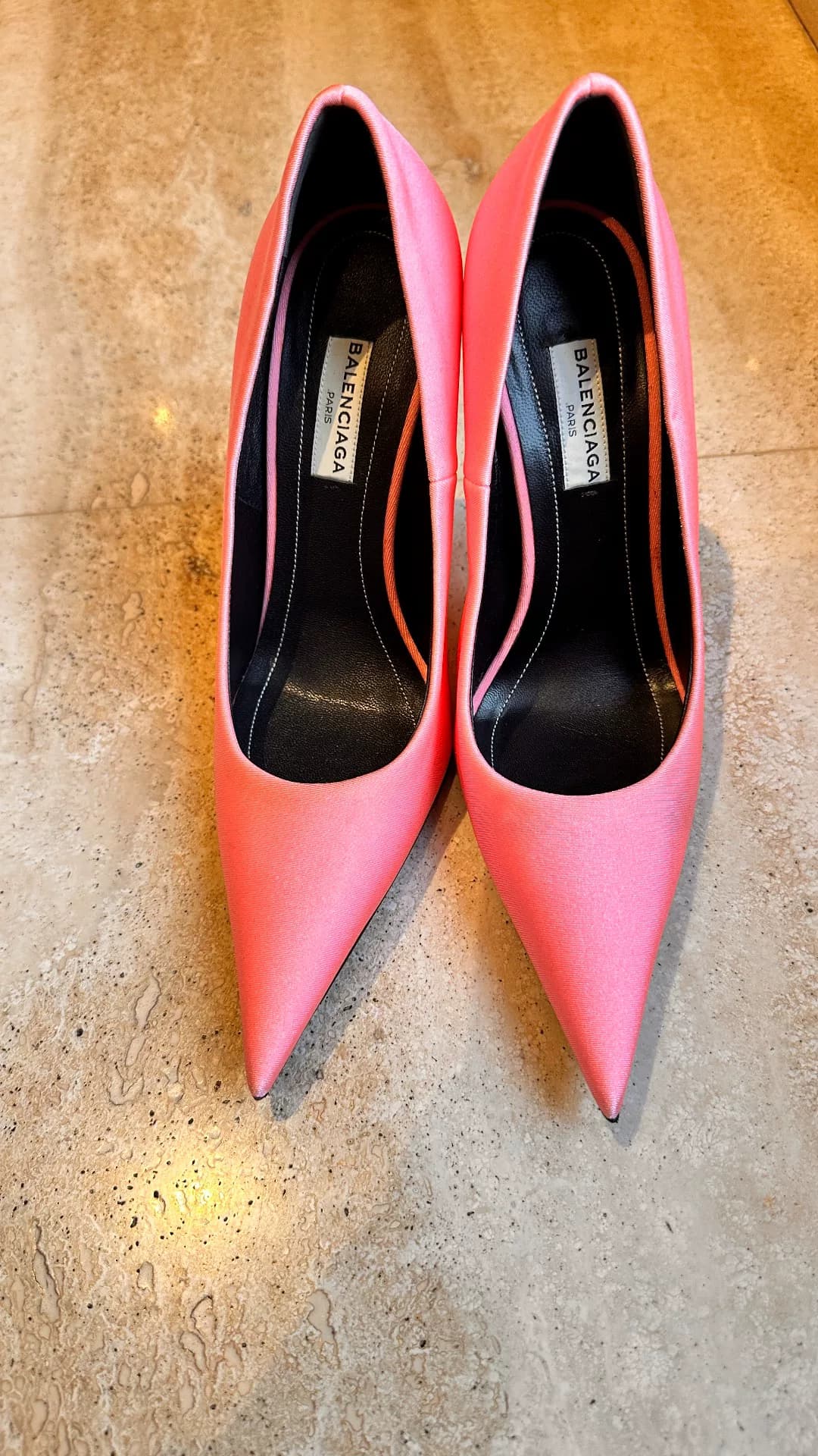 Туфли Balenciaga Balenciaga розовые на высоком остроконечном каблуке, размер 35, натуральная кожа