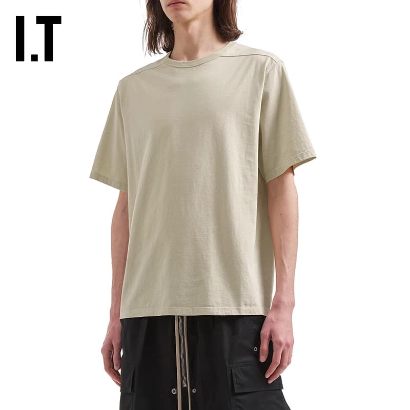 IT Rick Owens/ мужская однотонная футболка с короткими рукавами, новая простая повседневная футболка с круглым вырезом и короткими рукавами 2232JAMQ