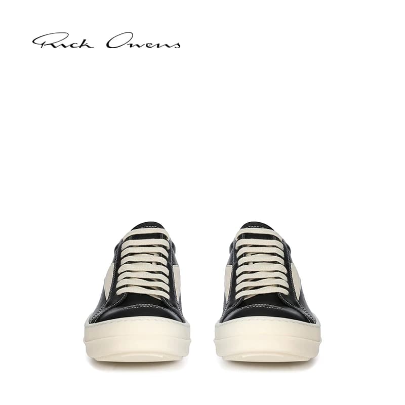 Мужские ретро-кроссовки RICK OWENS VINTAGE SNEAKS из черной ВОЛОВЬЕЙ КОЖИ В стиле ретро