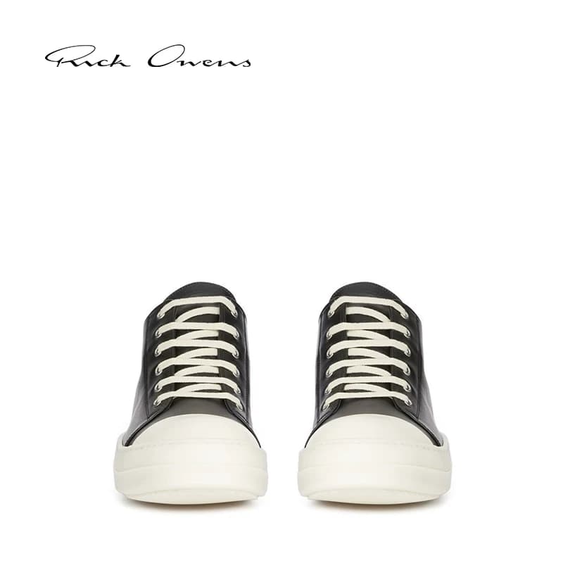 Мужские черные кроссовки RICK OWENS из натуральной кожи с низким берцем